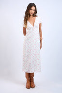 Sky to Moon - Floral V-Neck Straight Long Dress