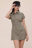 Sky to Moon - Vintage Checker Collar Short Sleeve Mini Dress