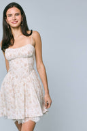 Sky to Moon - Pale Pastel Floral Lace Down Fit & Flare Mini Dress