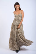 Sky to Moon - Khaki Floral Open Back Maxi Dress