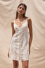Sky to Moon - Striped Floral Open Back Tie Plain Mini Dress