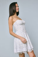 Sky to Moon - Pale Pastel Floral Lace Down Fit & Flare Mini Dress