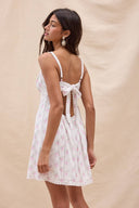 Sky to Moon - Muted Pink Floral Open Back Tie Mini Dress