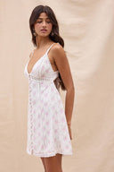 Sky to Moon - Muted Pink Floral Open Back Tie Mini Dress