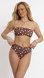 Georgia Triple Way Bandeau Top - Brown Polka Dot