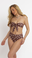Georgia Triple Way Bandeau Top - Brown Polka Dot