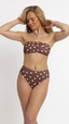 Georgia Triple Way Bandeau Top - Brown Polka Dot